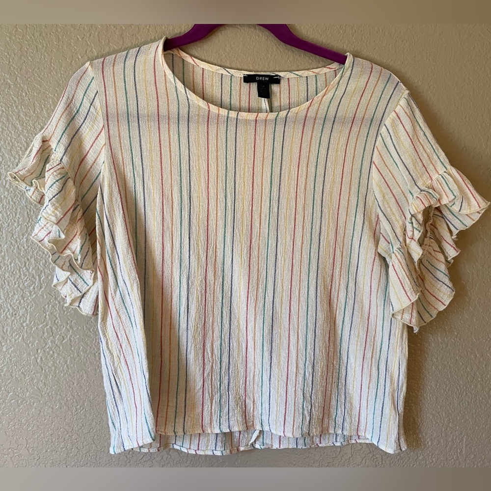 Drew multicolor cotton blouse with ruffles, XS